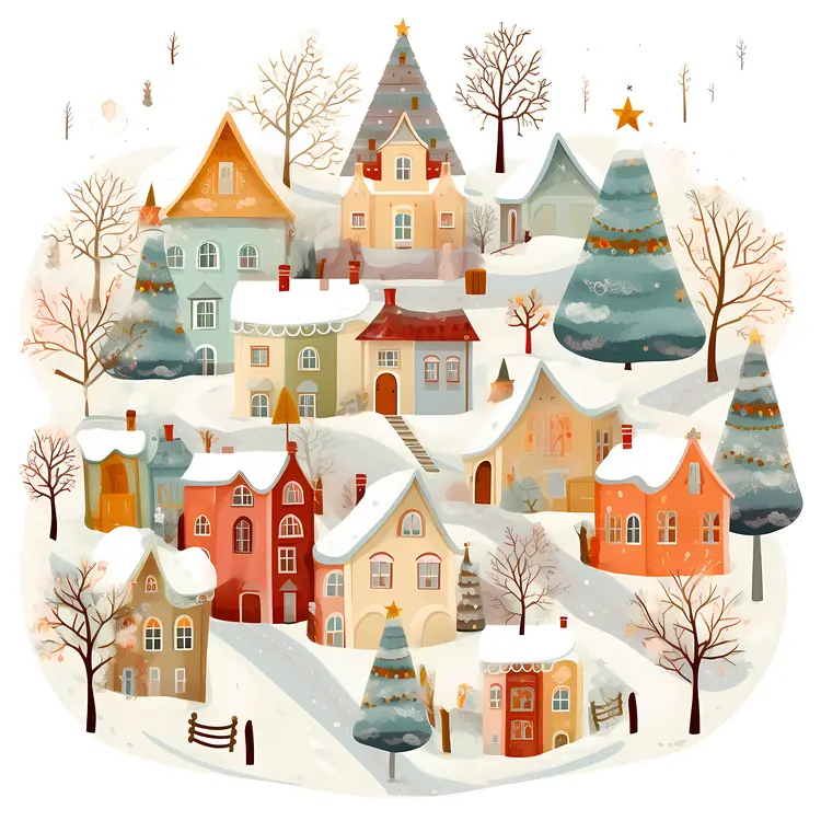 Picturesque Winter Village