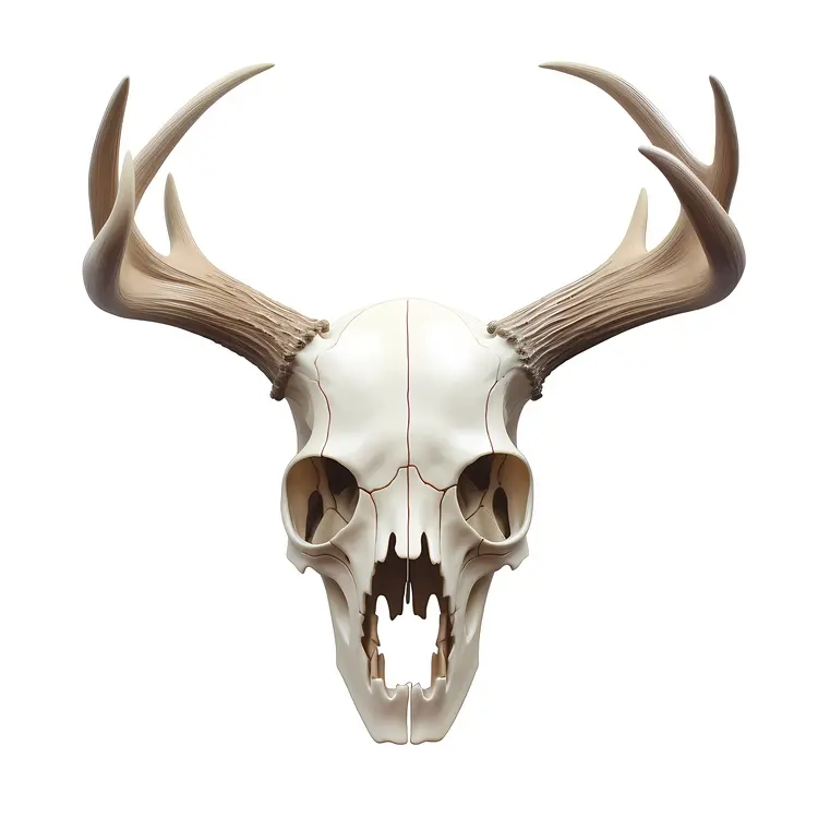 Realistic Skull with Antlers Illustration