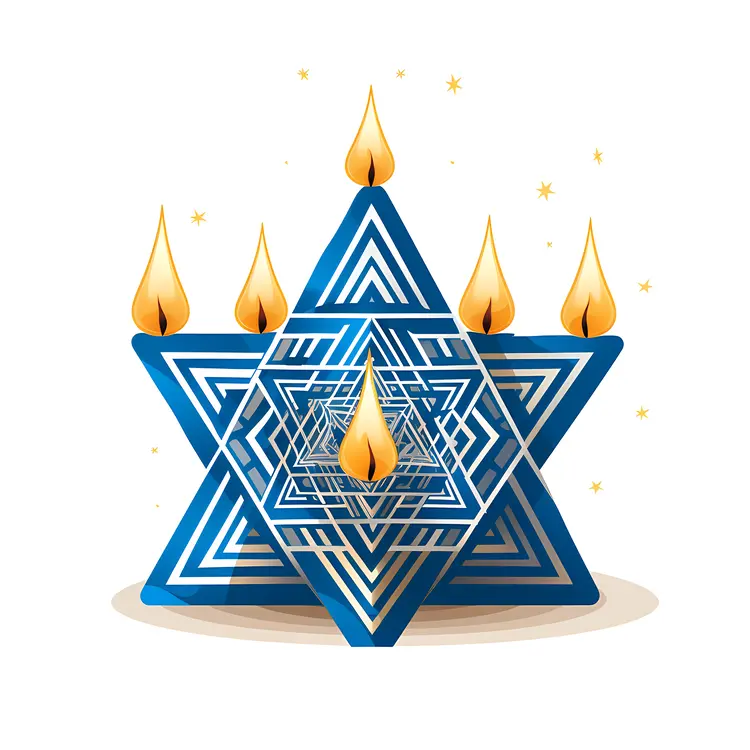 Blue Star with Candles and Flames
