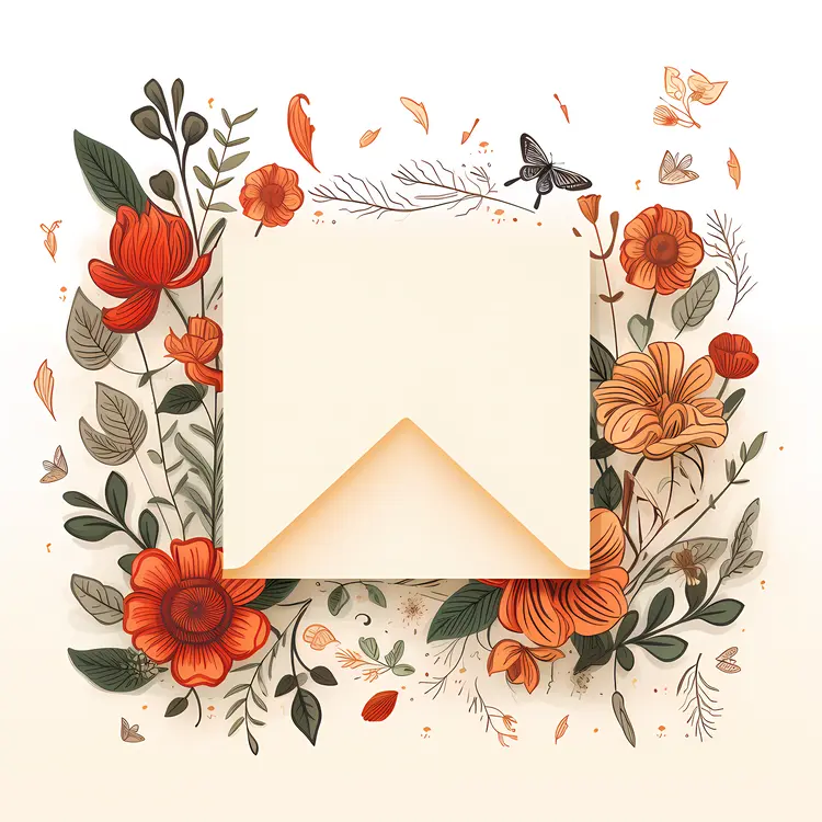 Envelope with Floral Decoration and Butterflies