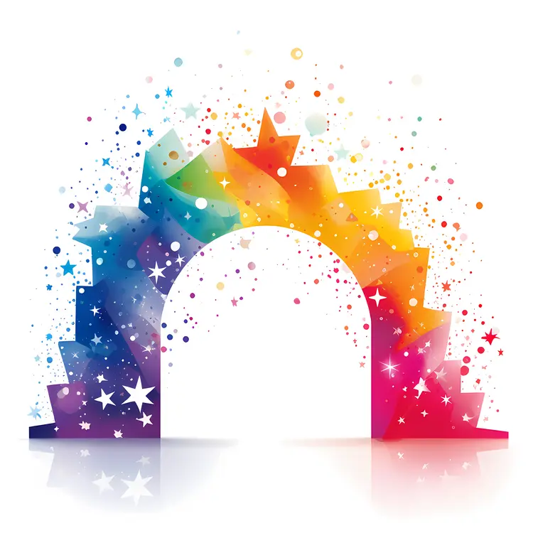 Starry Rainbow Arch with Sparkles