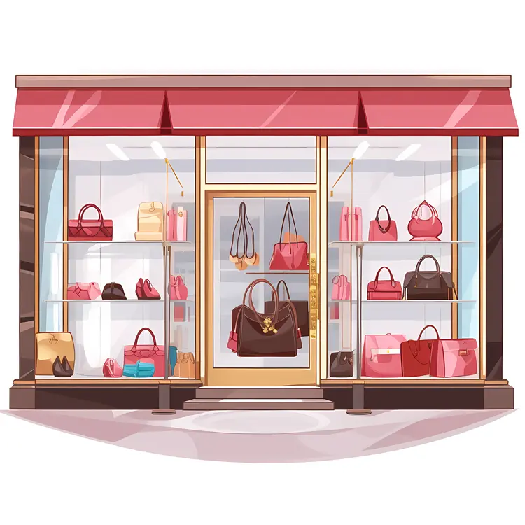 Elegant Handbag Storefront Illustration