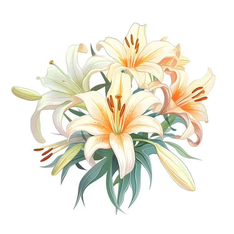 Cluster of Yellow and White Lilies