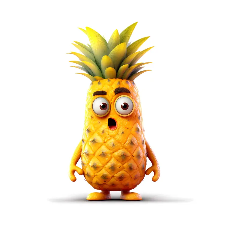 Funny Pineapple Cartoon Character