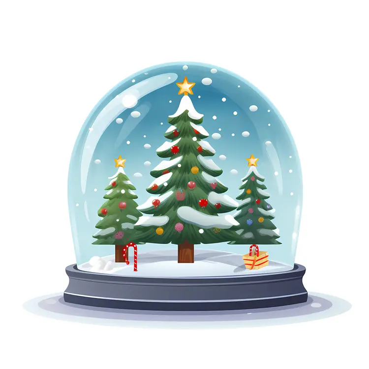 Christmas Tree in Snow Globe with Gifts