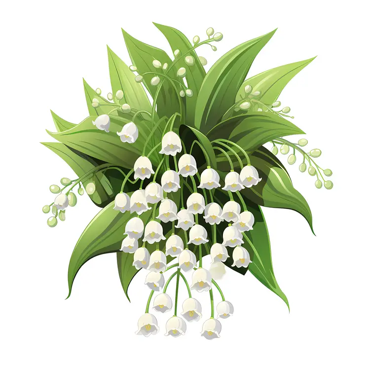 Lily of the Valley with Lush Green Leaves