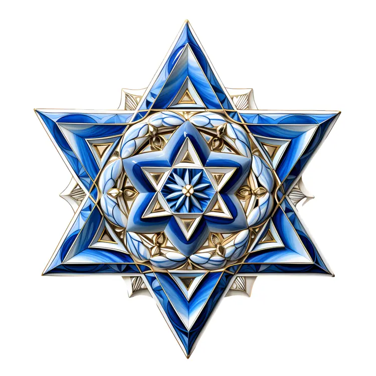 Complex Blue Geometric Star Artwork