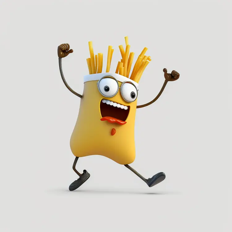 Animated French Fries Character