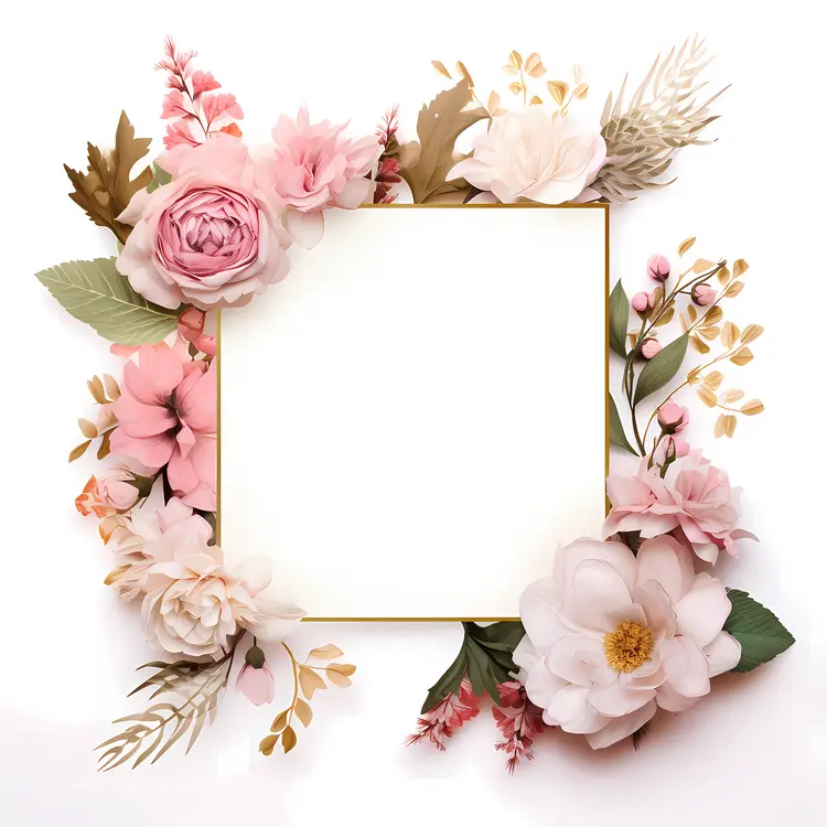 Floral Frame with Pink Flowers
