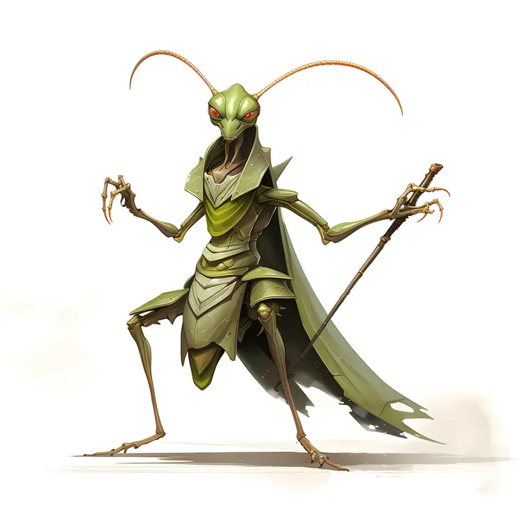 Green Mantis with Staff