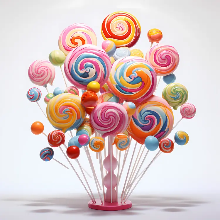 Colorful Lollipops in a Display