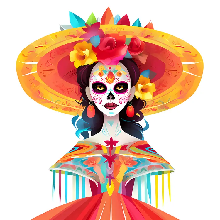 Colorful Sugar Skull for Day of the Dead Celebration