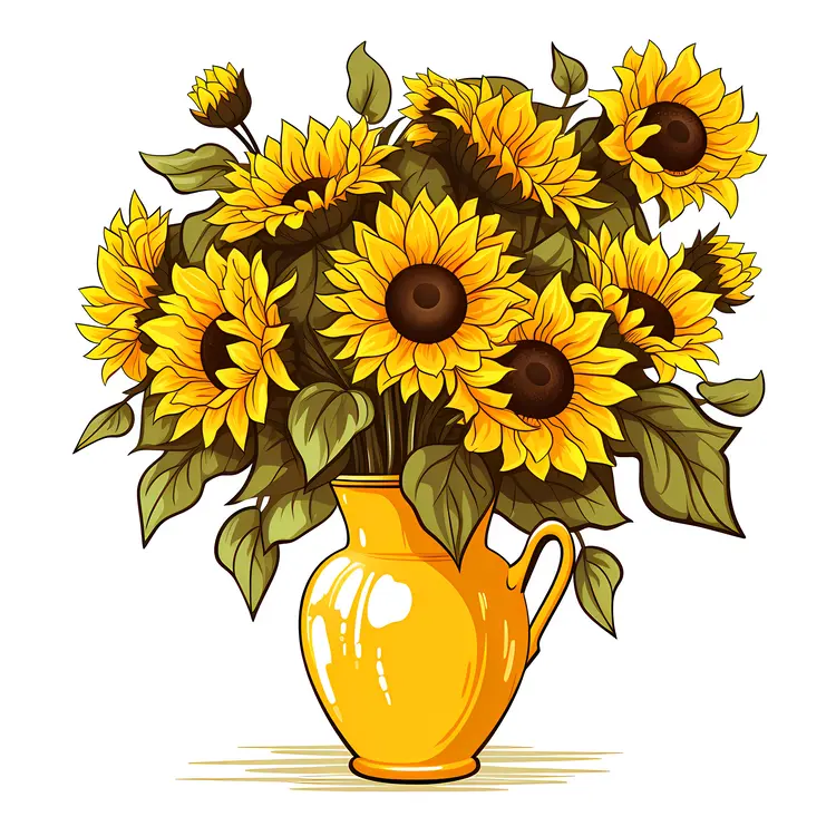 Beautiful Sunflowers in Yellow Vase