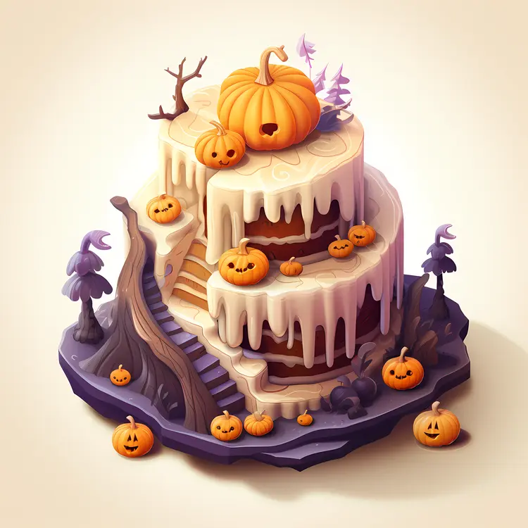 Halloween Pumpkin Cake with Spooky Decorations