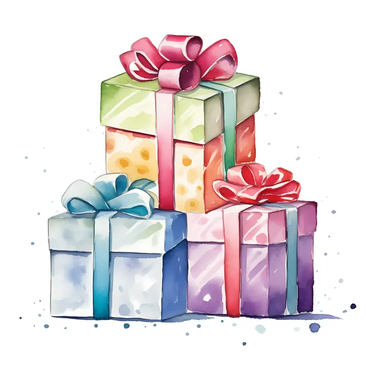 Colorful Gift Boxes with Ribbons