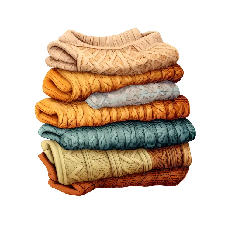Colorful Stack of Folded Sweaters