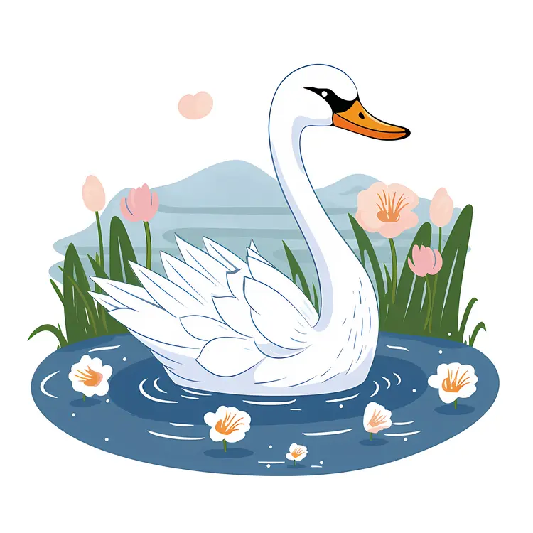 Graceful Swan in a Serene Pond