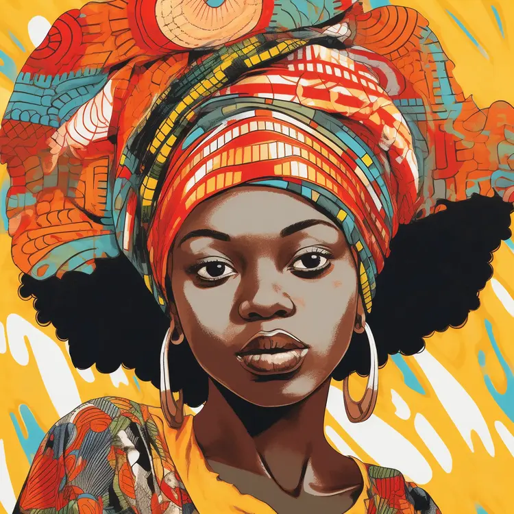 Vibrant African Headwrap Illustration
