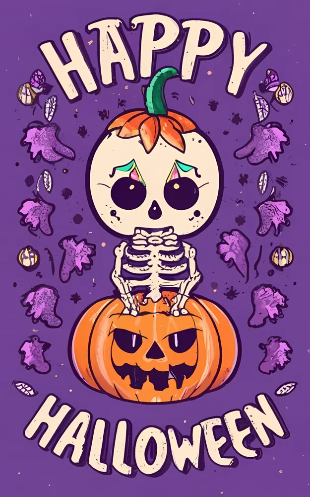 Skeleton with Pumpkin for Halloween