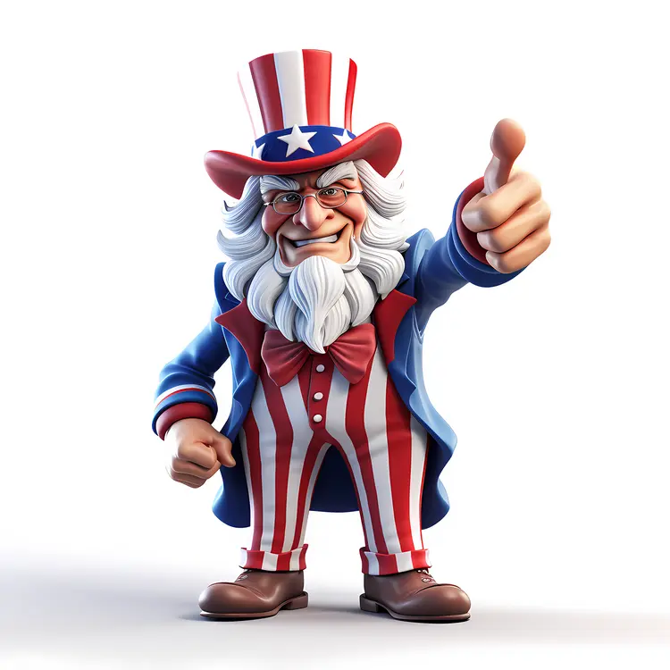 Patriotic Character in Red, White, and Blue Outfit