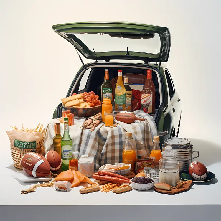 Tailgate Picnic with Food and Drinks