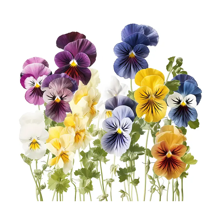 Vibrant Pansies in Garden