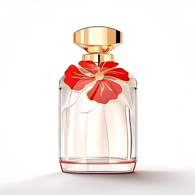 Elegant Perfume Bottle with Red Flower Decoration