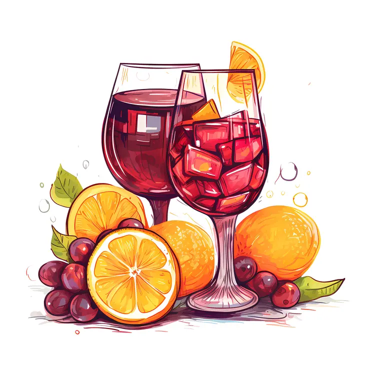 Red Wine and Sangria with Fresh Fruits