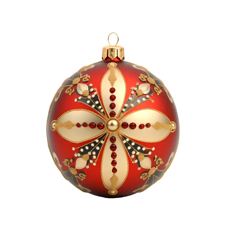 Red Christmas Ornament with Gold Design
