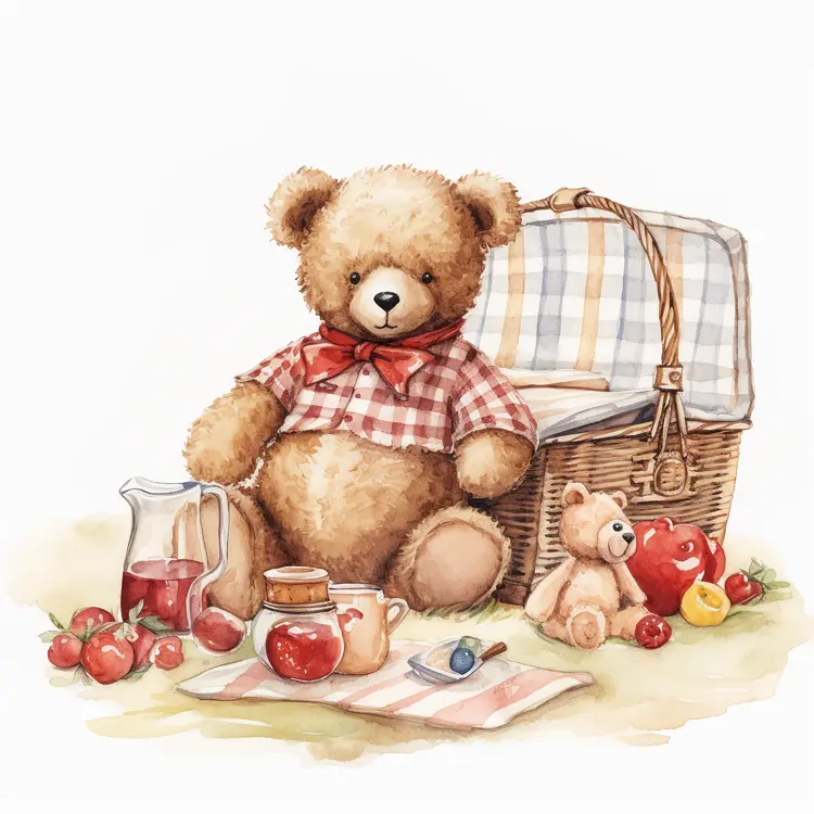 Cute Teddy Bear Picnic Scene