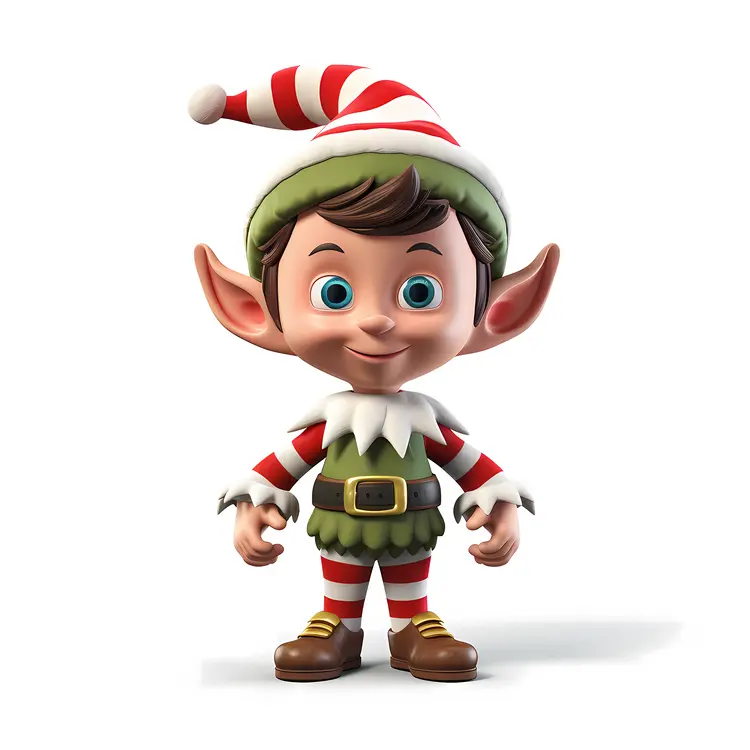 Smiling Elf in Red and White Outfit
