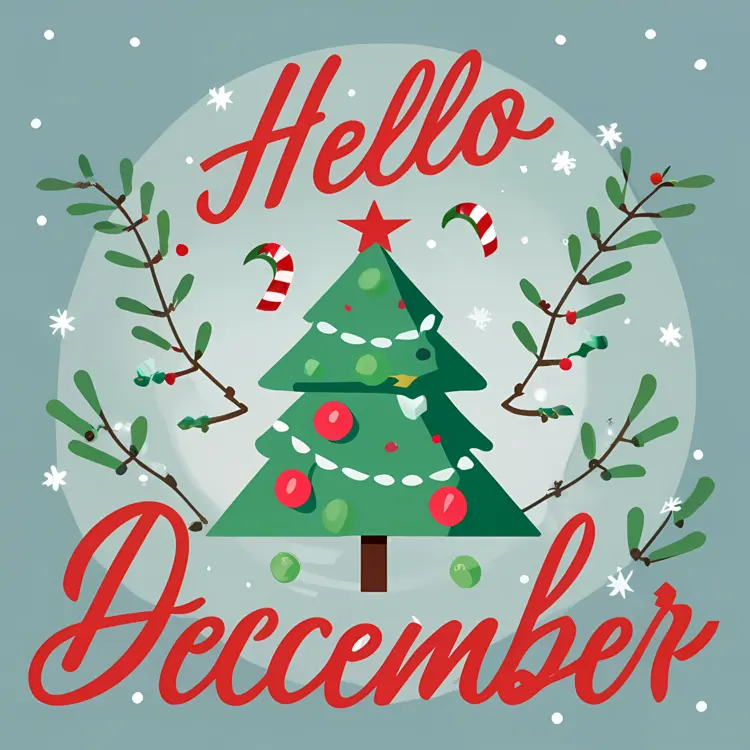 Hello December Christmas Tree