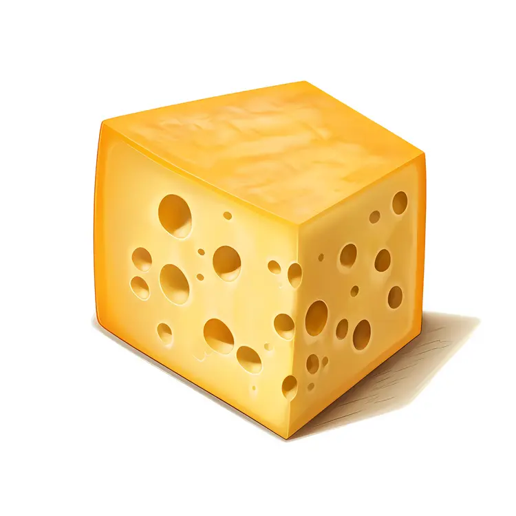 Square Yellow Cheese with Holes Illustration