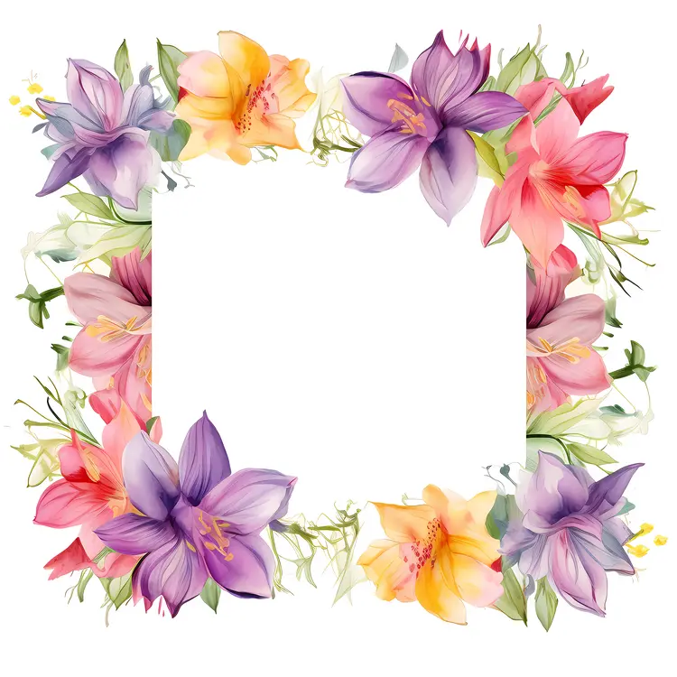 Colorful Flowers in a Floral Frame