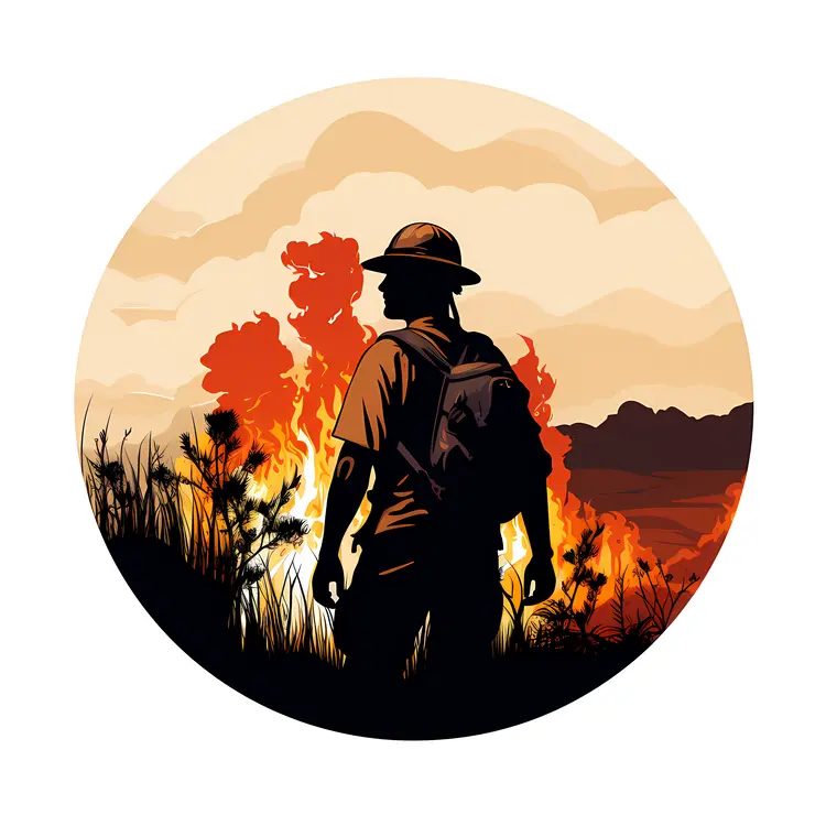 Firefighter Standing Near Fire