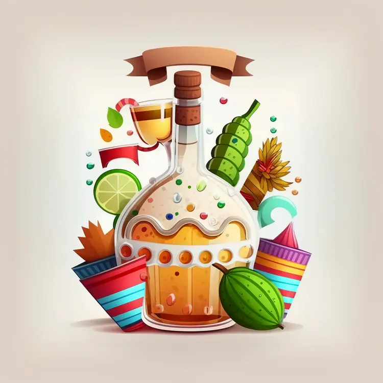 Festive Bottle with Lime and Cactus