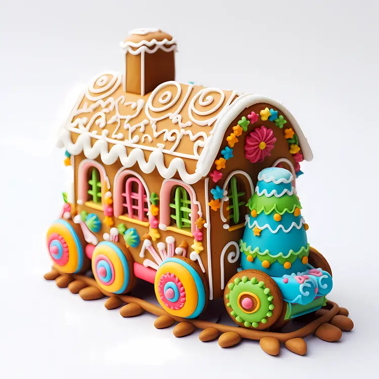 Gingerbread Train with Christmas Tree