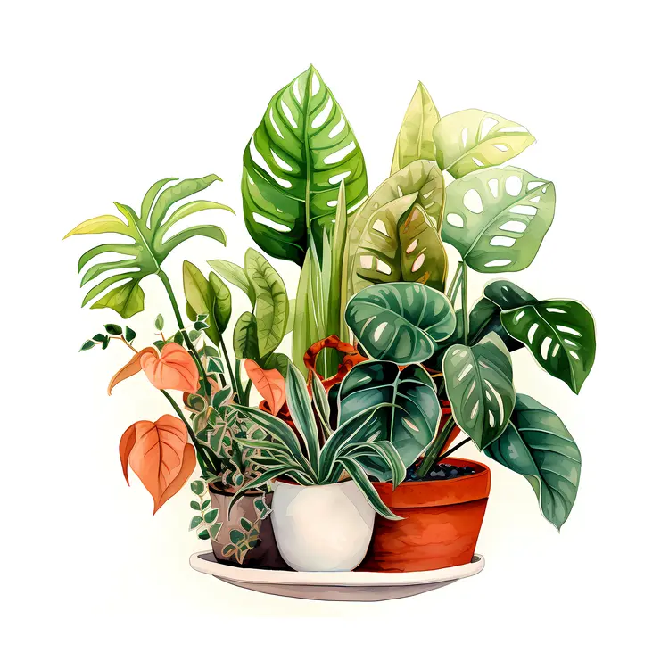 Beautiful Potted Plants in Various Pots