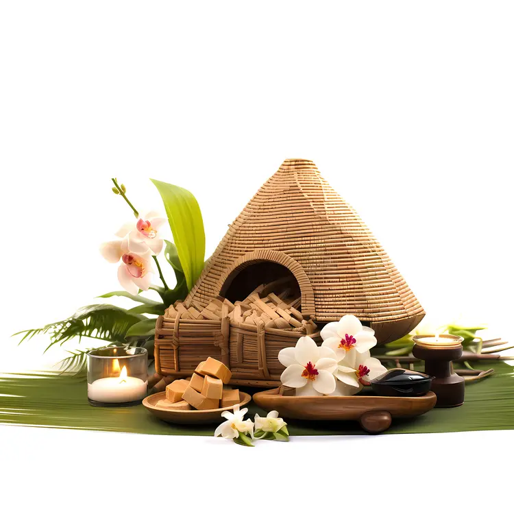 Spa Items with Candles and Flowers