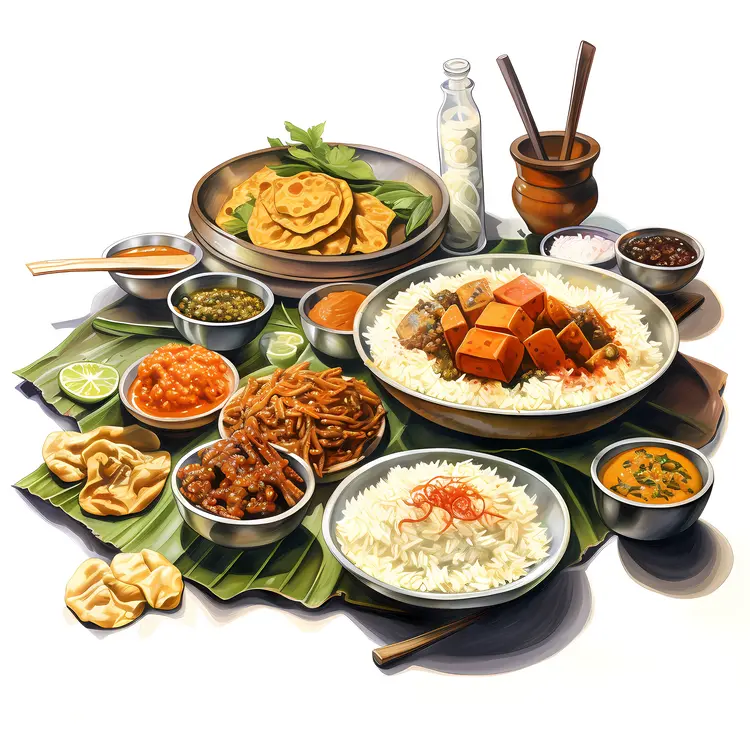 Vegetarian Food Platter with Rice and Vegetables