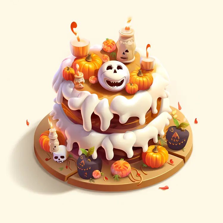 Halloween Cake with Pumpkins and Candles