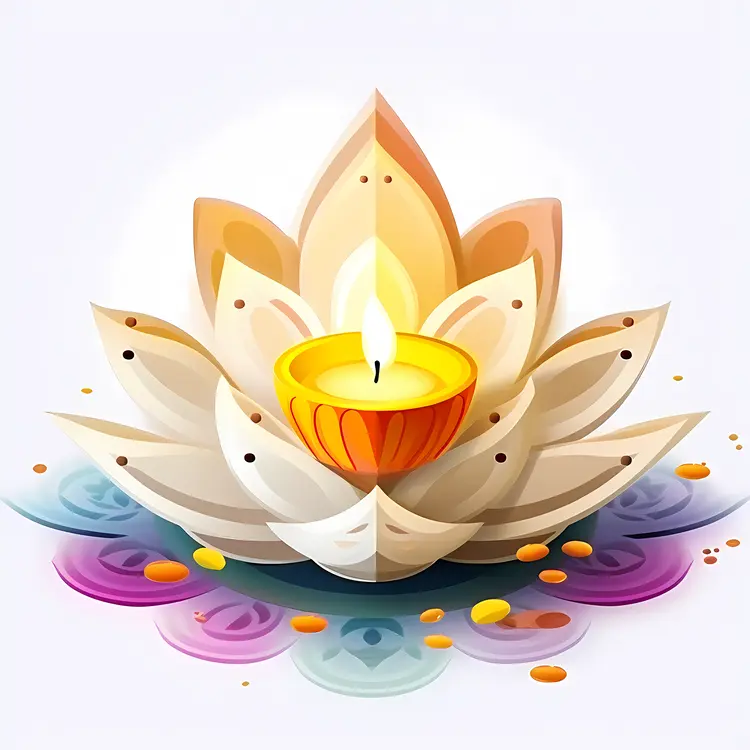 Diya Lamp with White Lotus Petals