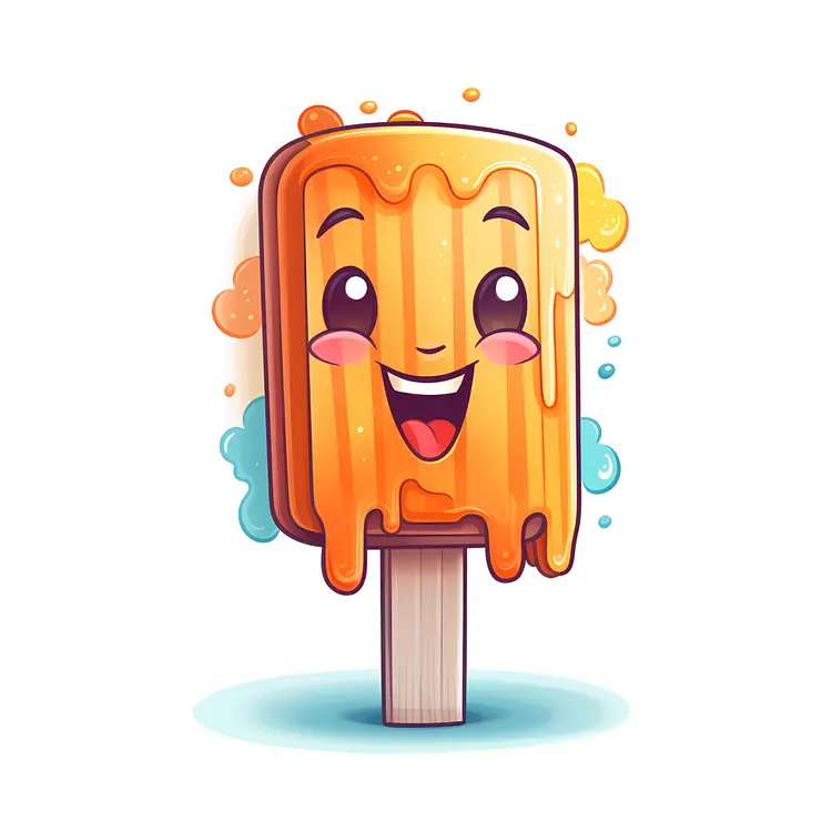 Cute Orange Popsicle Cartoon Illustration