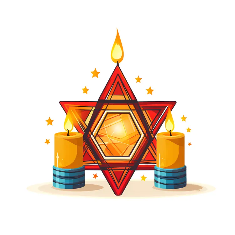 Red Star of David with Candles for Hanukkah
