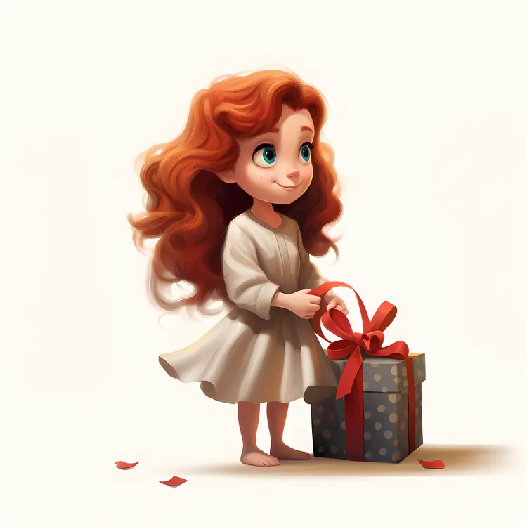 Cute Girl with Gift Box