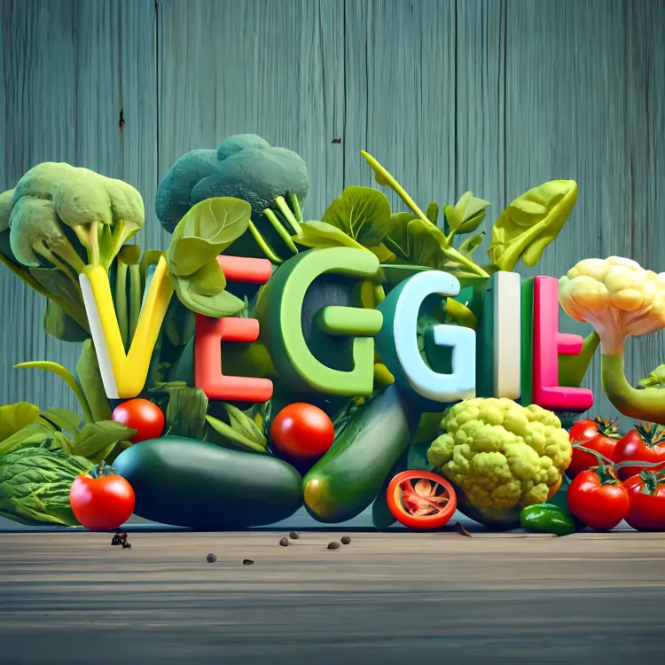 Veggie Text with Fresh Green Vegetables