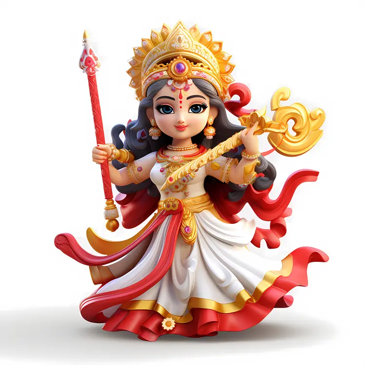 Cute Goddess with Scepter and Crown