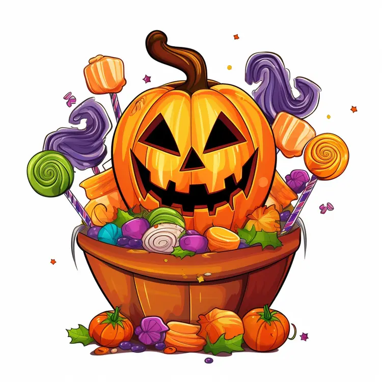 Jack-o'-lantern with Halloween Candy