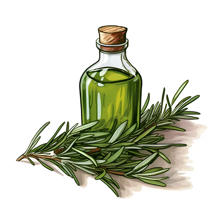 Green Bottle with Rosemary for Aromatherapy