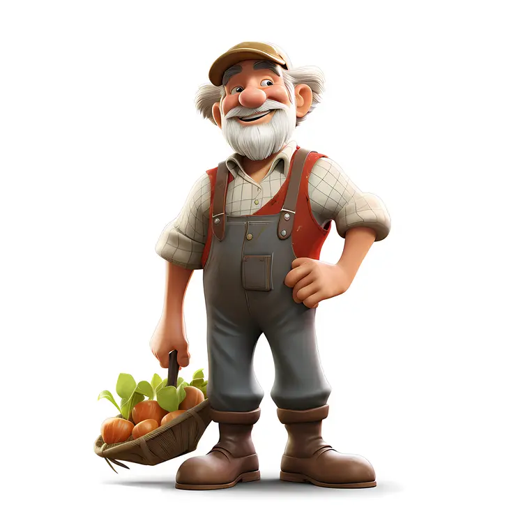 Farmer with Wheelbarrow of Vegetables